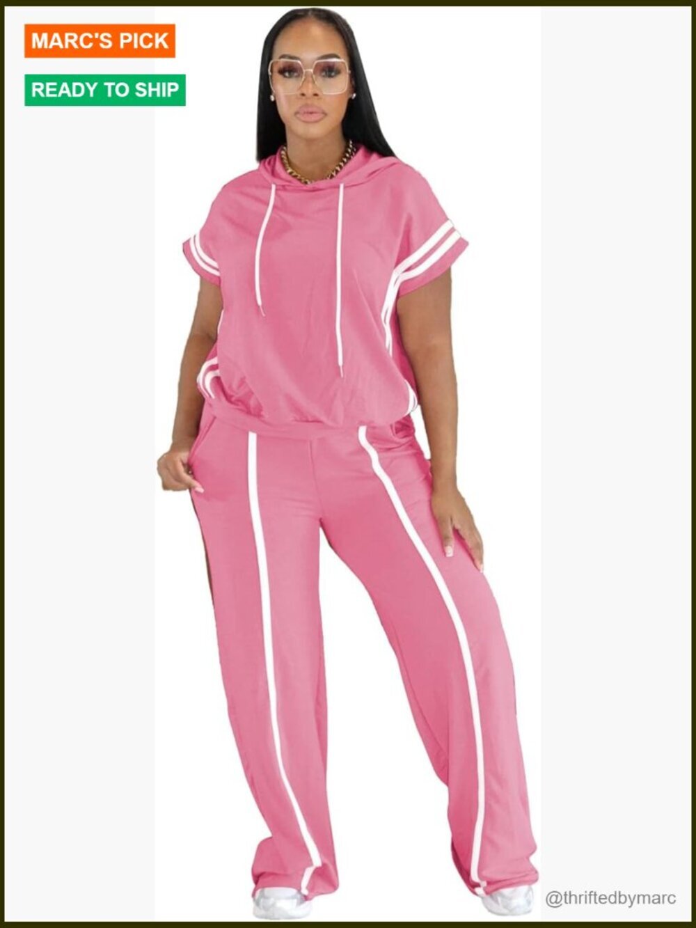 Large Women's 2-Piece Lounge Set, Hooded Pullover & Track Pants